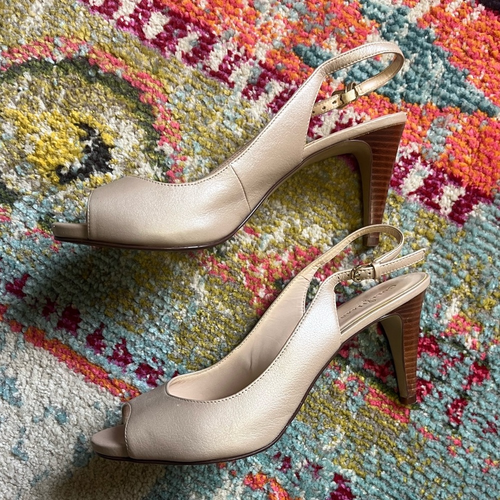 Cole Haan Elegant Cream Slingback Heels, size 8